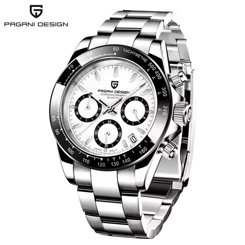 40Mm New V2  Men'S Quartz Watches Sapphire Retro Chronograph Stainless Steel Waterproof Watch Men Relogio Masculino