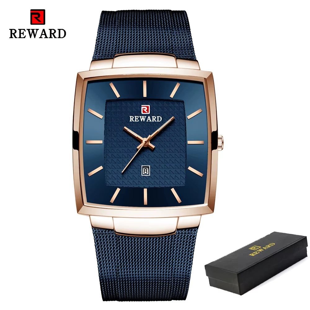 Fashion Blue Men'S Watches 2023 New Top Luxury Brand Watch Men Business Waterproof Stainless Steel Quartz Wristwatch