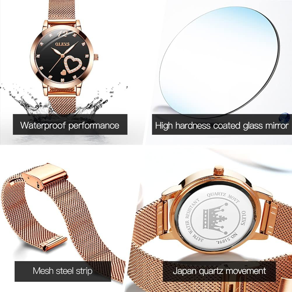 Ladies Watches Rose Gold Japanese Quartz Female Watches for Women Waterproof Stainless Steel Casual Dress Lady Wrist Watches