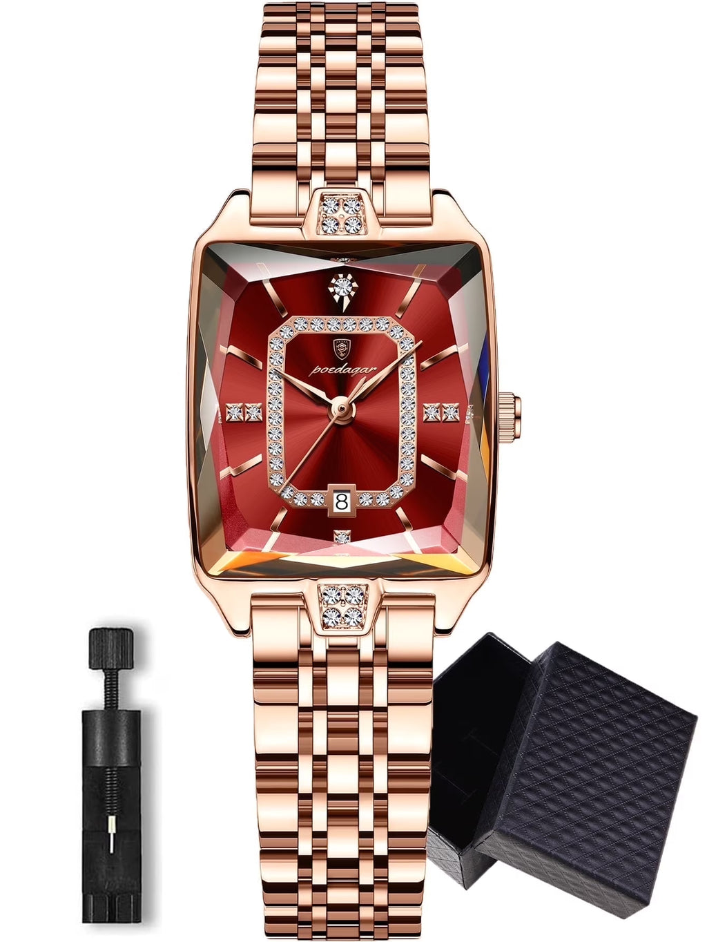 Women Watch Fashion Rose Gold Stainless Steel Diamond Quartz Female Wristwatch for Luxury Dress Ladies