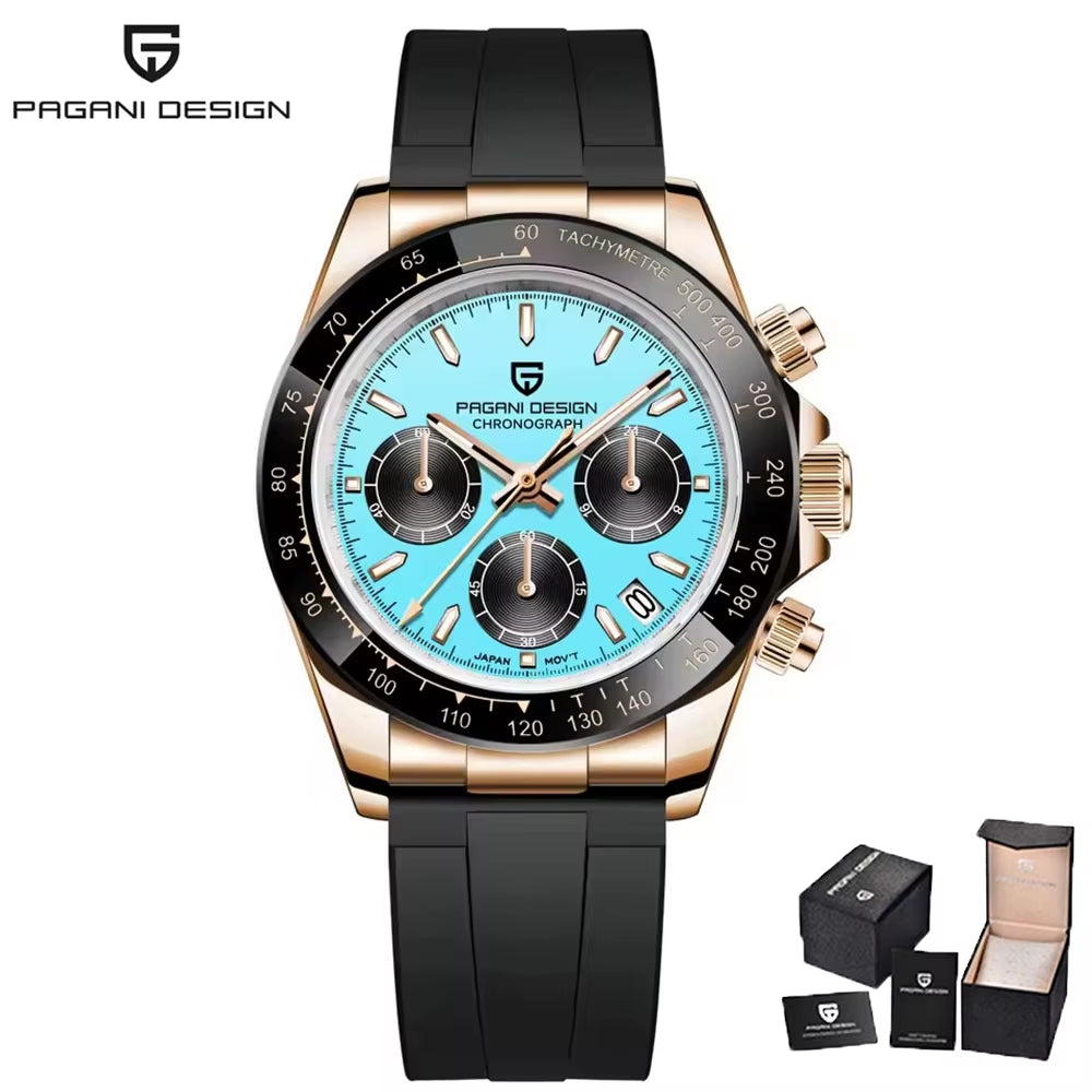 40Mm New V2  Men'S Quartz Watches Sapphire Retro Chronograph Stainless Steel Waterproof Watch Men Relogio Masculino