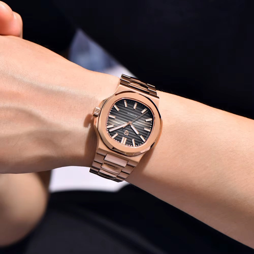 2025 New  Watches Rose Gold Luxury Automatic Mechanical Men'S Watch Sapphire Glass Stainless Steel Waterproof Clock