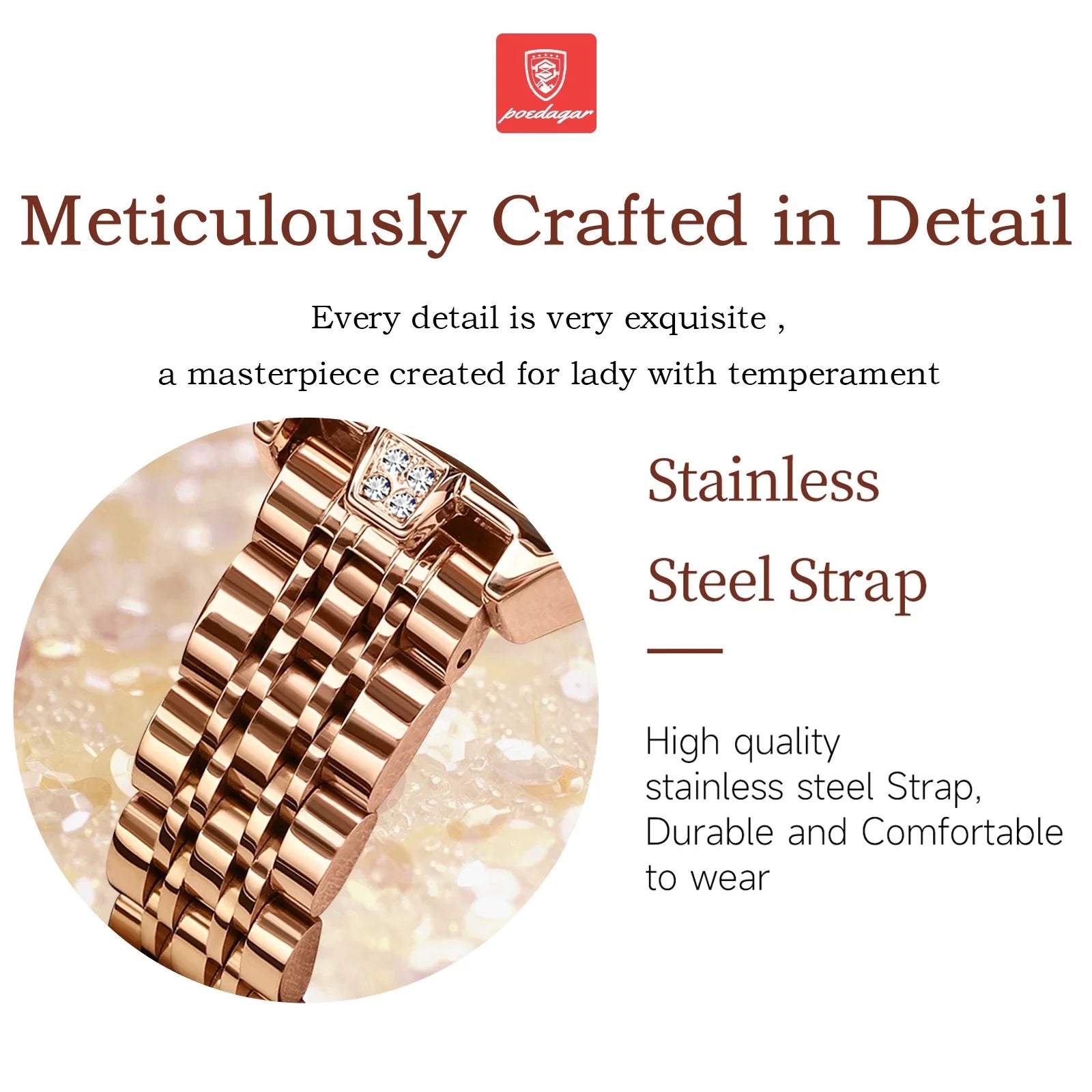 Women Watch Fashion Rose Gold Stainless Steel Diamond Quartz Female Wristwatch for Luxury Dress Ladies