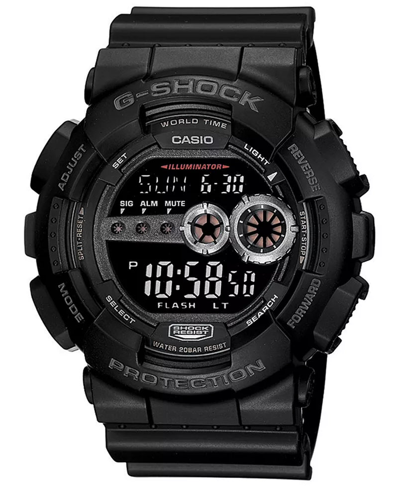 Men'S XL Digital Black Resin Strap Watch GD100-1B