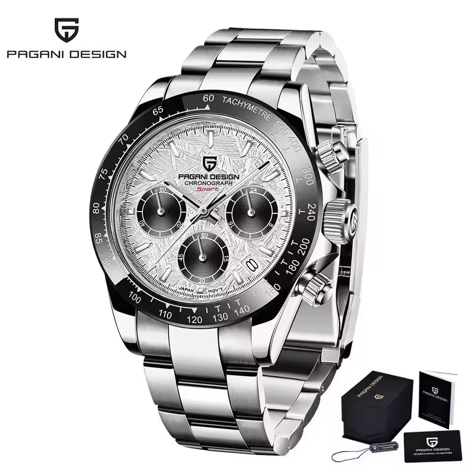 40Mm New V2  Men'S Quartz Watches Sapphire Retro Chronograph Stainless Steel Waterproof Watch Men Relogio Masculino
