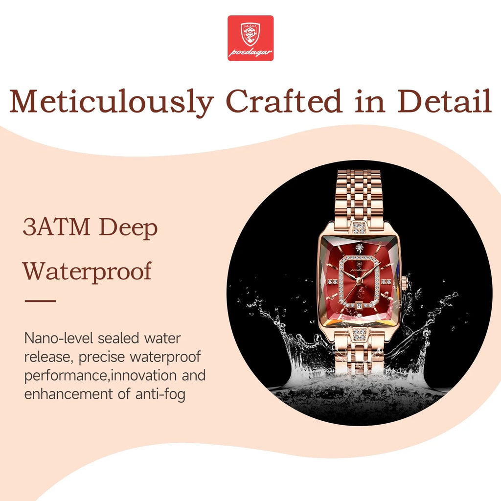 Women Watch Fashion Rose Gold Stainless Steel Diamond Quartz Female Wristwatch for Luxury Dress Ladies