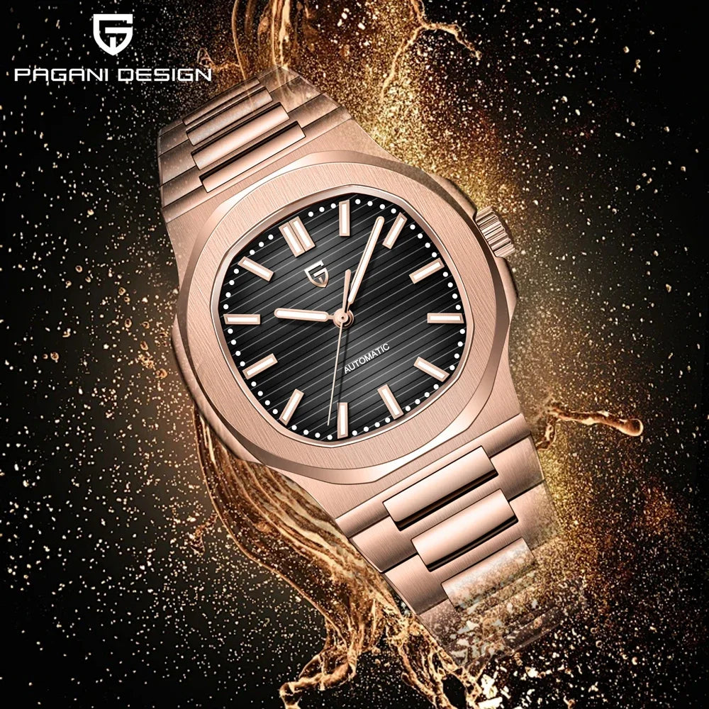 2025 New  Watches Rose Gold Luxury Automatic Mechanical Men'S Watch Sapphire Glass Stainless Steel Waterproof Clock