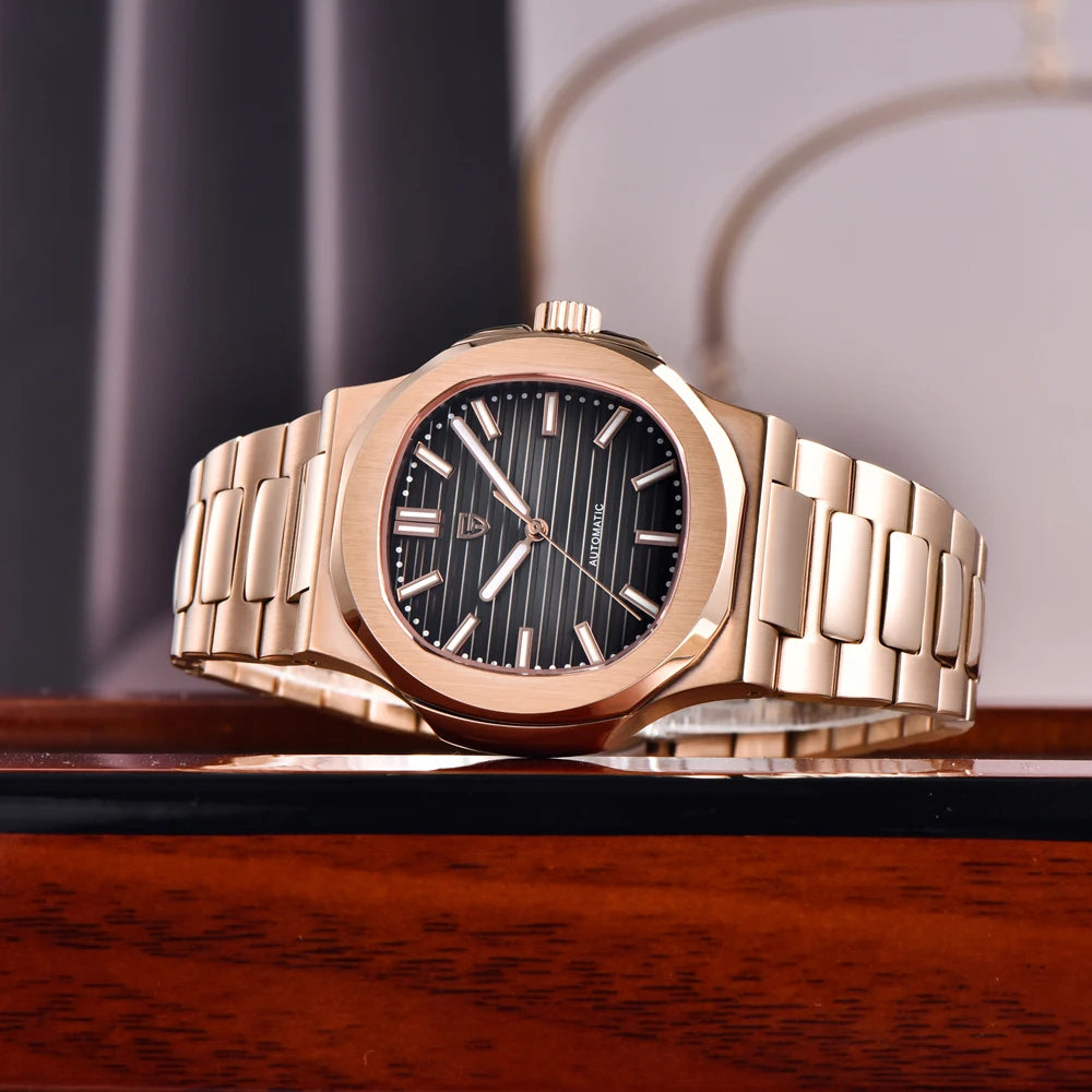 2025 New  Watches Rose Gold Luxury Automatic Mechanical Men'S Watch Sapphire Glass Stainless Steel Waterproof Clock