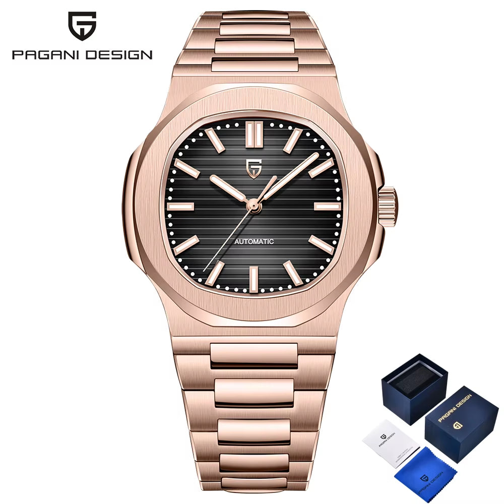2025 New  Watches Rose Gold Luxury Automatic Mechanical Men'S Watch Sapphire Glass Stainless Steel Waterproof Clock