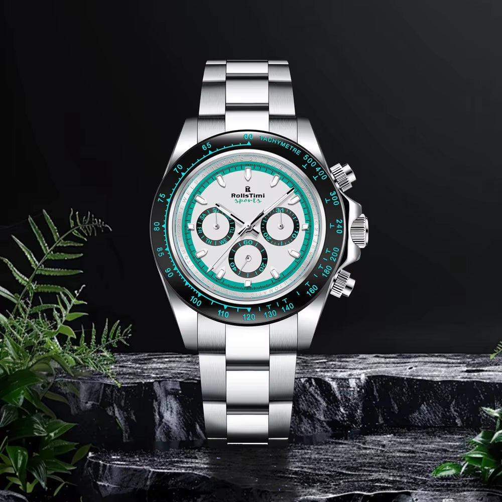 Watch Men'S 2025 Luxury Automatic Mechanical Men'S Watch Sports Chronograph Watch Luminous Stainless Steel Waterproof