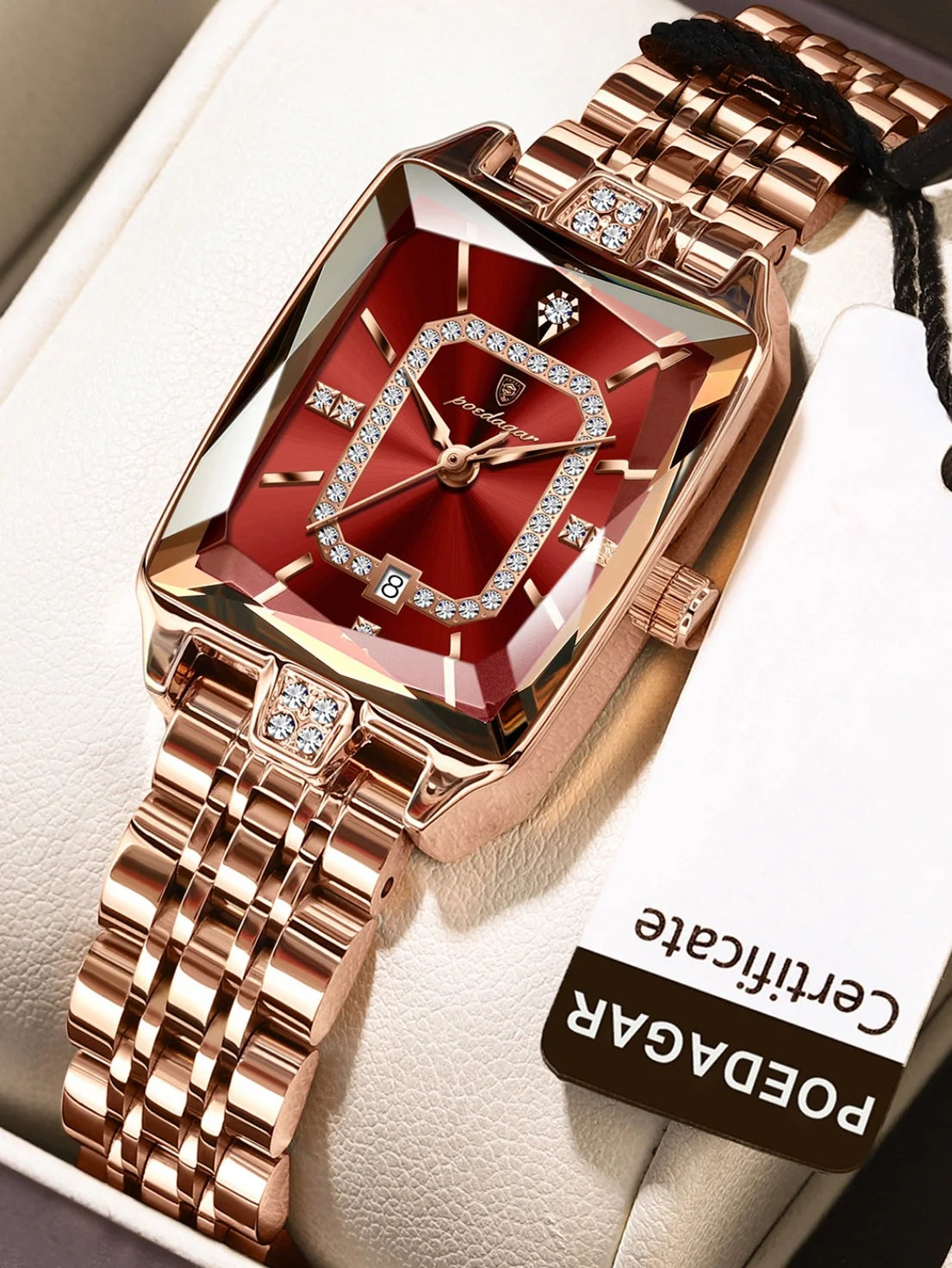 Women Watch Fashion Rose Gold Stainless Steel Diamond Quartz Female Wristwatch for Luxury Dress Ladies