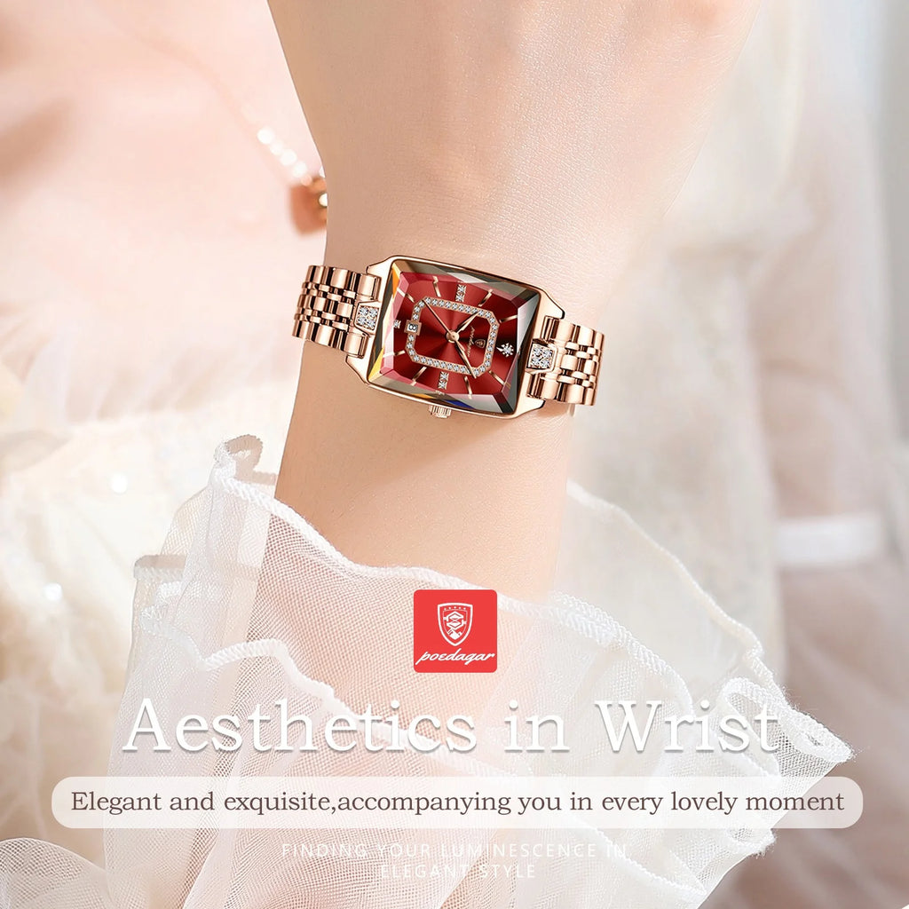 Women Watch Fashion Rose Gold Stainless Steel Diamond Quartz Female Wristwatch for Luxury Dress Ladies