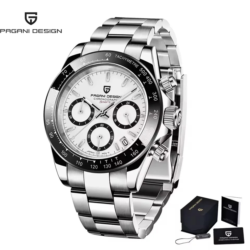 40Mm New V2  Men'S Quartz Watches Sapphire Retro Chronograph Stainless Steel Waterproof Watch Men Relogio Masculino