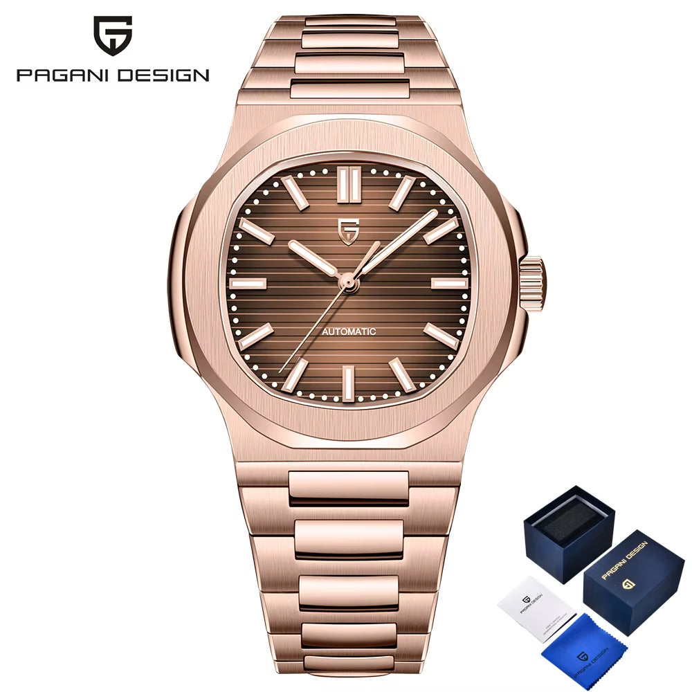 2025 New  Watches Rose Gold Luxury Automatic Mechanical Men'S Watch Sapphire Glass Stainless Steel Waterproof Clock