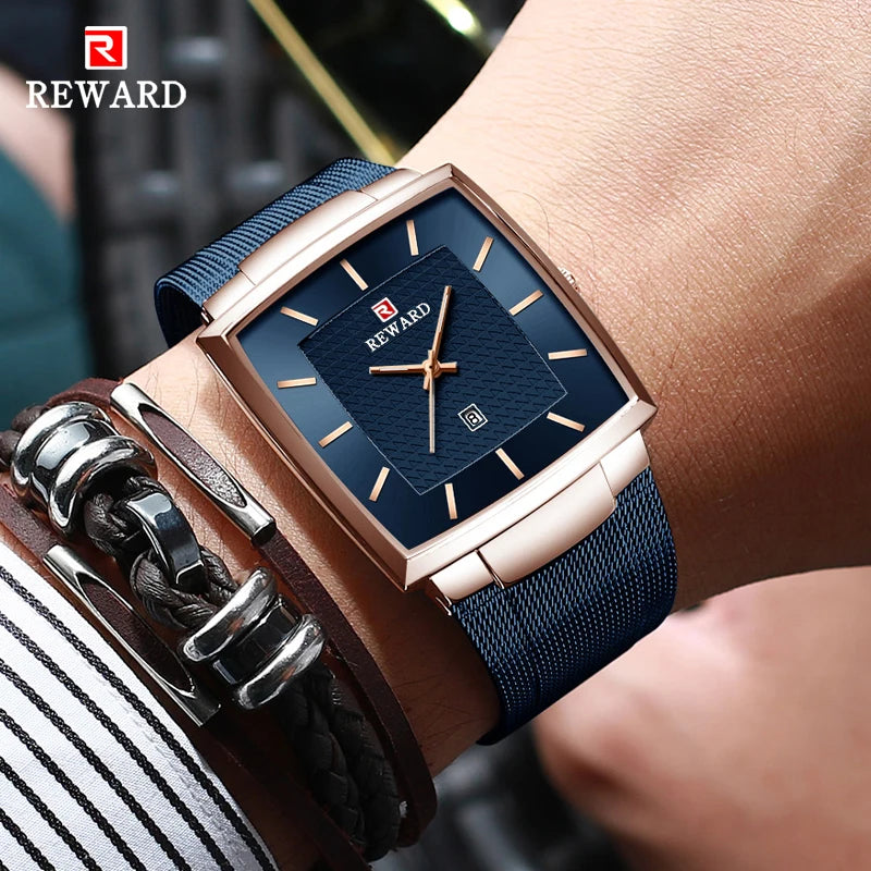 Fashion Blue Men'S Watches 2023 New Top Luxury Brand Watch Men Business Waterproof Stainless Steel Quartz Wristwatch