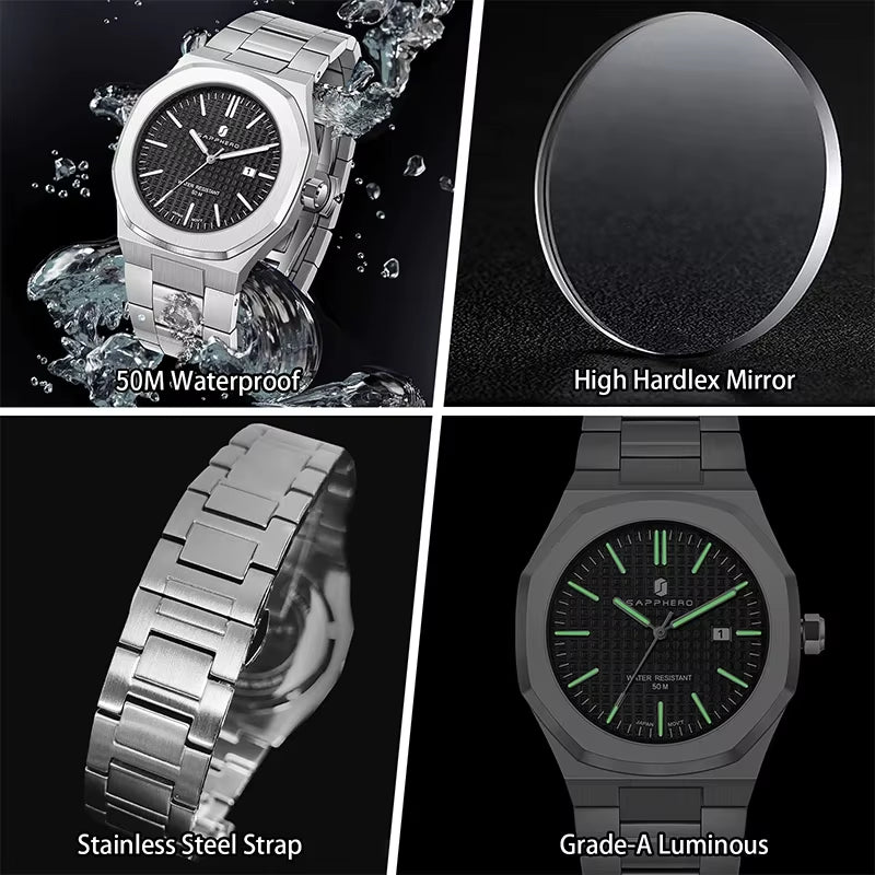 Men'S Watches Classic Business Watches Stainless Steel Watches High-End Clocks Imported Movements Sports Wristwatch